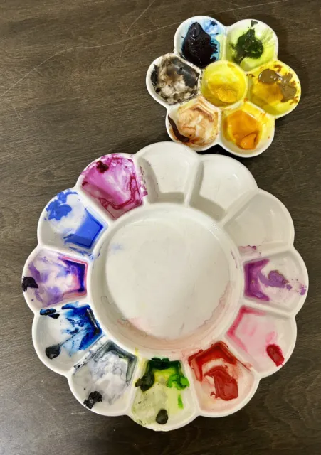 Watercolor Palette Imitation Porcelain Wavy Shape Color Pigment