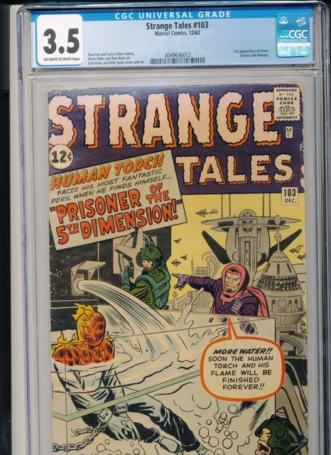 STRANGE TALES 103 CGC 3.5 OWW p Marvel 1962 Early Human Torch. 1st app Zemu