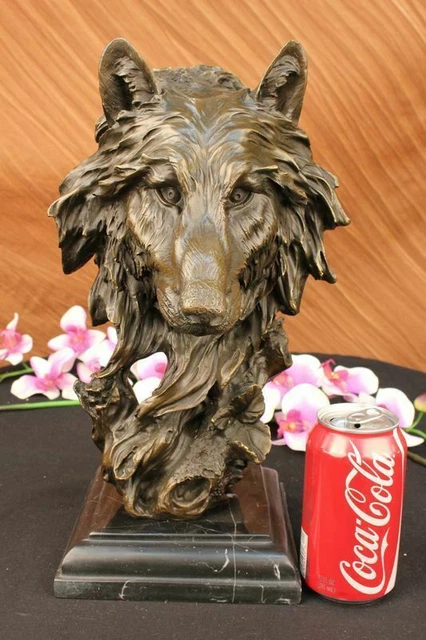 P881.788 GRAND FIGURINE STATUETTE LOUP LOUVE WOLF ANIMAL BLANC 28 CM