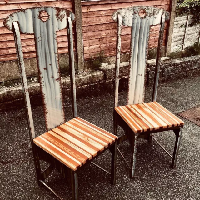 Mackintosh Argyle Inspired High Back Chairs. Sold As A Pair 2