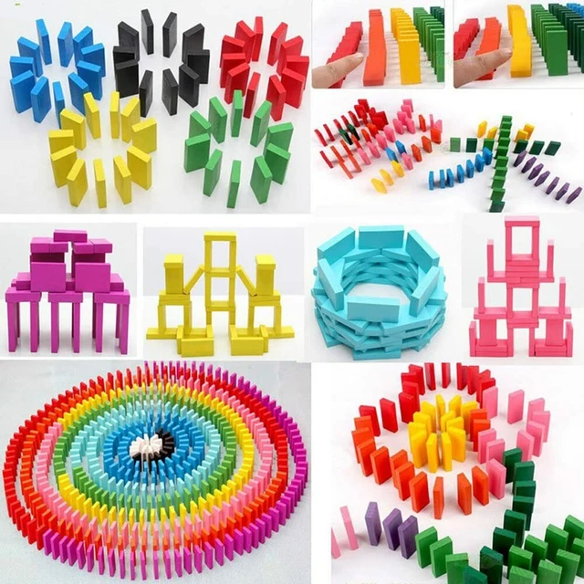 720/ 1080 Stück Dominosteine bunte Bausteine Bauklötze Holzklötze Kinder Domino.
