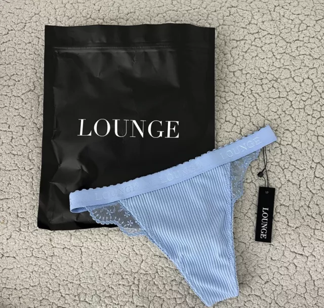 Lounge Underwear Two Toned Blue Blossom Balcony Thong. Lounge Underwear  Thong XS