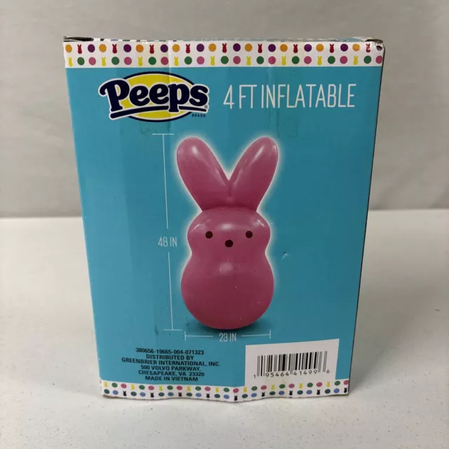 PEEPS Pink Bunny Rabbit Shaped Easter 4' Inflatable 23"x48" NEW 3