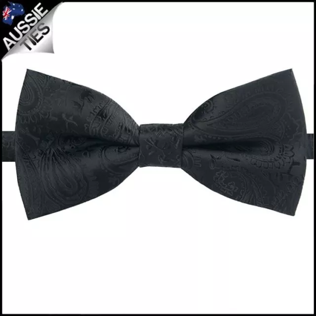 Black Embossed Texture Paisley Bow Tie