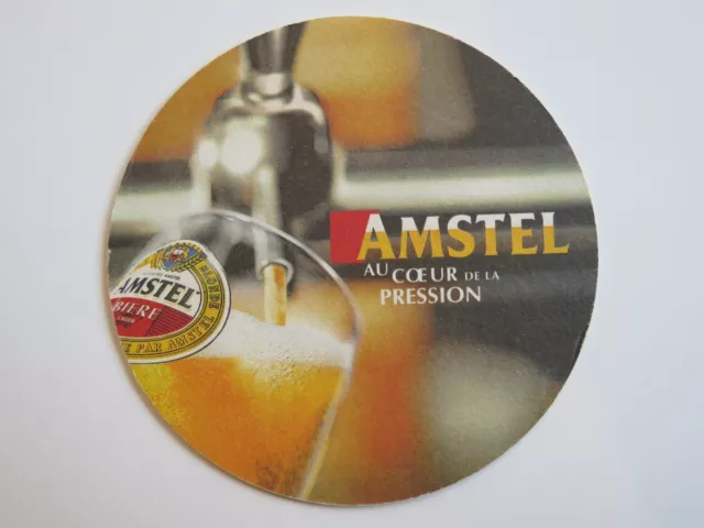 Beer Coaster ~ Amstel Bier, Amsterdam, Holland Brewery ~ Au Coeur de la Pression