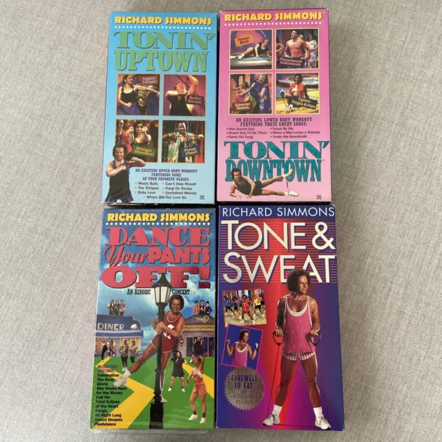 RICHARD SIMMONS (4) VHS Tape Lot Tonin’ Uptown Downtown Tone Sweat ...