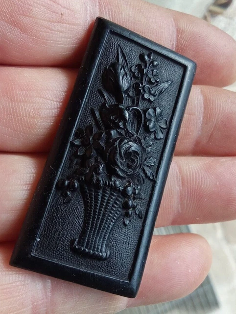 Broche Ancienne En ébonite Avec Strass Noirs - Style Vintage, Bon état, Avec Boîte écrin Liberty