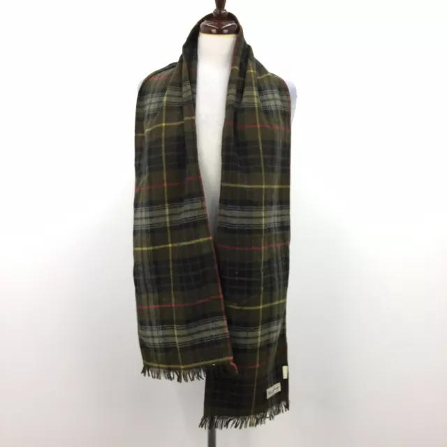 VTG Evan Picone Wool Blend Green Red Plaid Fringe Wrap Winter Scarf 69" x 9"