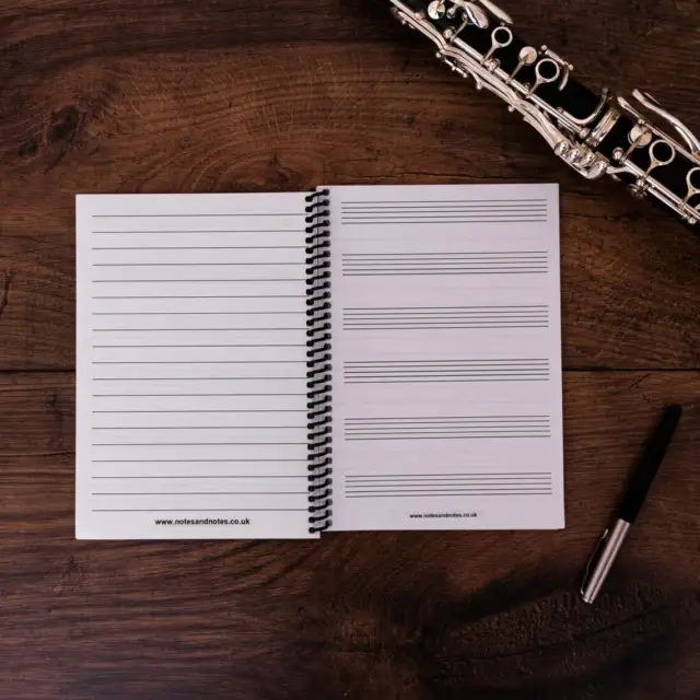 A5 Music Notebook 6 Manuscript Staves and Lined Note Paper Staff Gift Piano 🎹