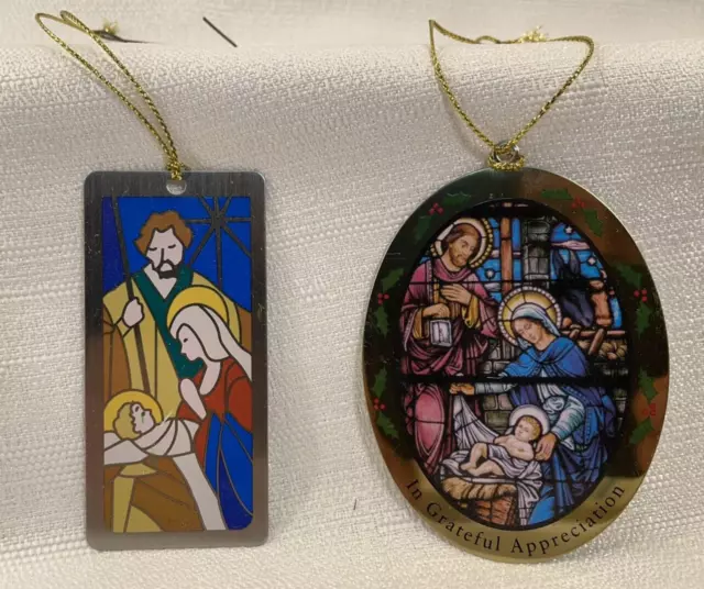 Christmas Ornaments Mary Joseph & Baby Jesus The Christ Child Metal