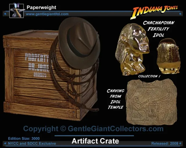 Gentle Giant Indiana Jones Artifact Crate Paperweight Golden Idol Sdcc New Rare