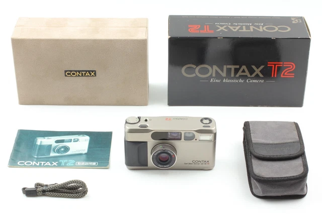 [MINT in Box] CONTAX T2 35mm Point & Shoot Film Camera Titan Silver From JAPAN