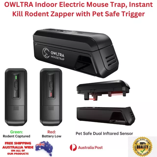 OWLTRA Indoor Electric Mouse Trap, Instant Kill Rodent Zapper with Pet Safe  Trigger, Black, Small Electric Mouse Trap 1 Pack