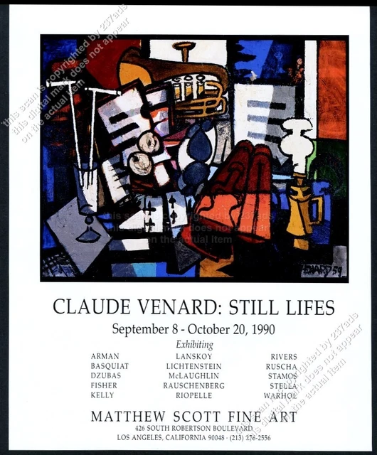1990 Claude Venard Still Life painting LA gallery vintage print ad
