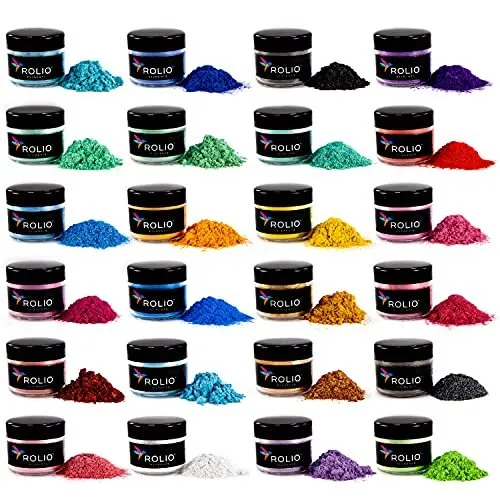 Rolio Mica Powder Epoxy Resin Pigment - Art Set for Resin Epoxy 10g, 24 Jars