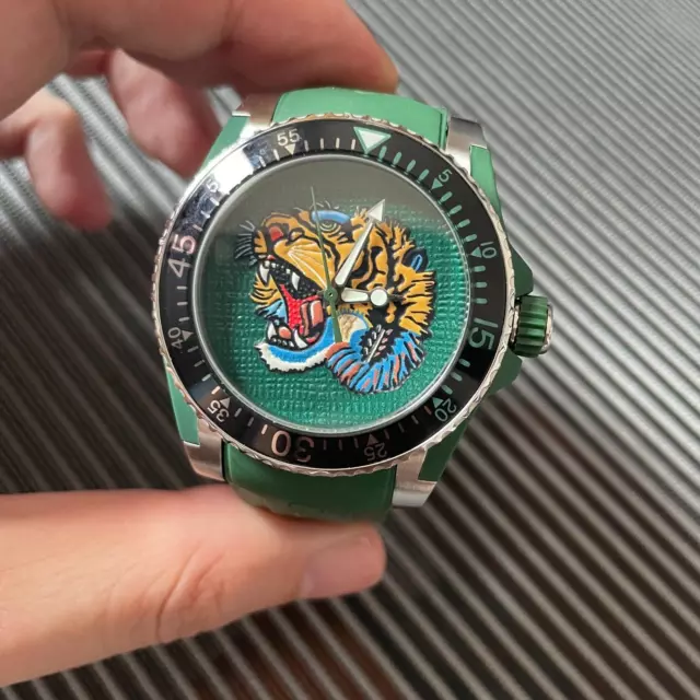GUCCI WATCH DIVE 40mm Tiger GREEN RUBBER YA136316 NO BOX 66.34 PicClick UK