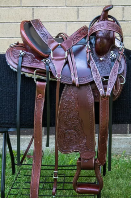 HORSE SADDLE WESTERN USED PLEASURE TRAIL GAITED Pro Set LEATHER TACK 15 16 17 18 2