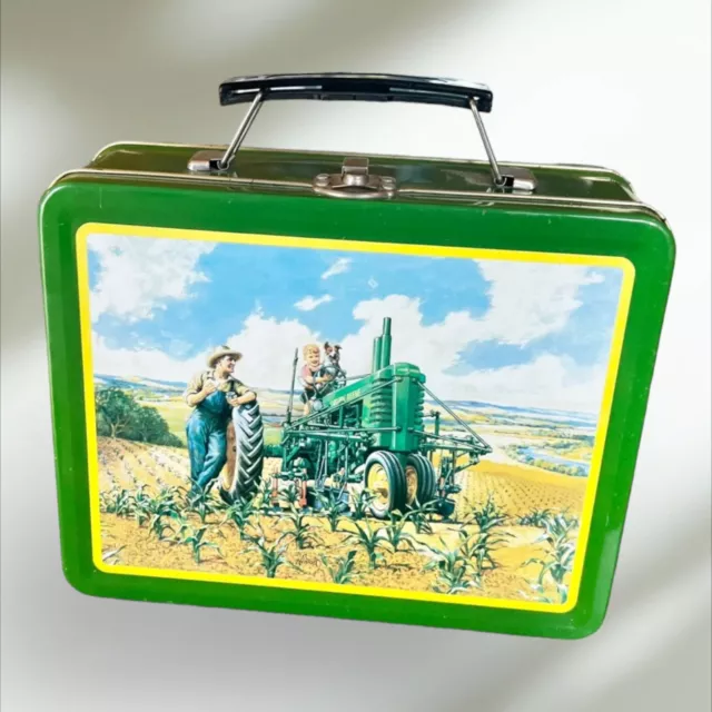 John Deere Lunch Box Tin Imagination in Action 7.5" X 6" X 3" Vintage