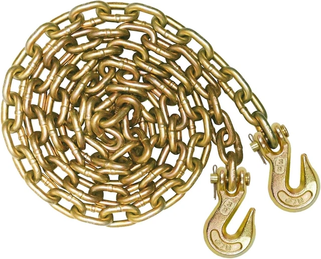VULCAN Binder Chain with Clevis Grab Hooks - Grade 70-3/8 Inch x 20 Foot - 6,600