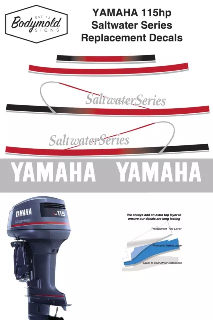 YAMAHA 115hp Saltwater Series replacement outboard decals