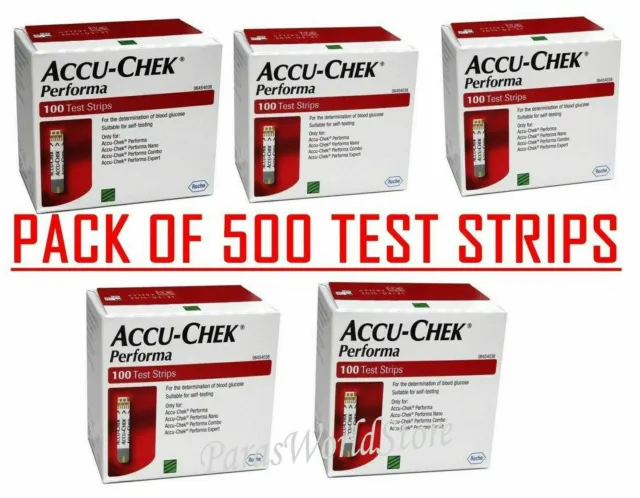 Accu-Chek Performa 500 Test Strips (5Boxesx100 Each) Exp 08-2024 Made In USA