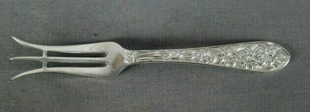 Frank M Whiting & Co Sterling Silver Repousse Floral Oyster Fork Circa 1946