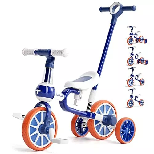 KORIMEFA 5 en 1 Vélo Draisienne Évolutif avec Putter pour Enfants 2-4 Ans Tricyc