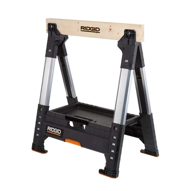 "Horno de sierra plegable RIDGID 32" material de polipropileno con patas de metal ajustables