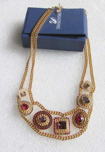 Magnificent Swan Signed Multi-color Discs Crystal Statement Lux Choker Necklace