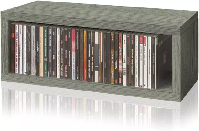 Media Storage CD Rack Stackable Organizer Holds 40 CDs Grey Organizers Holder