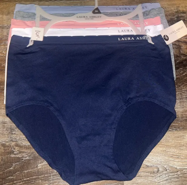 LAURA ASHLEY 5-Pair Brief Underwear Panties Floral Polyester Blend
