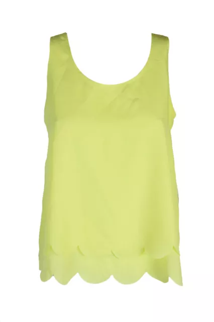 Maison Jules Acid Yellow Sleeveless Tiered Cutout Shell L