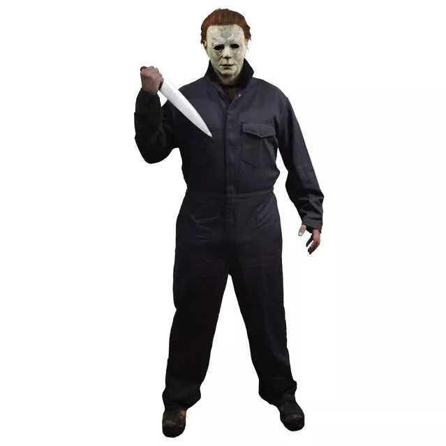 Adult Michael Myers Deluxe  Coveralls Navy Blue Jumpsuit Halloween Costume Large