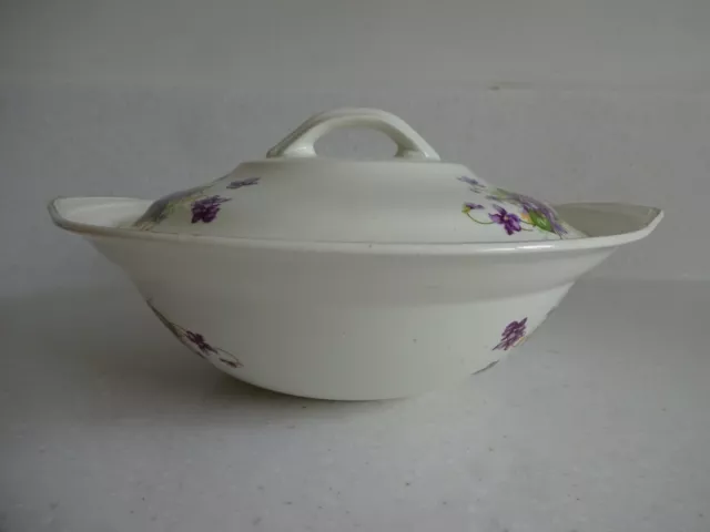 1956 Portland Pottery Cobridge Serving Dish/Tureen With Lid Violets Pattern 3