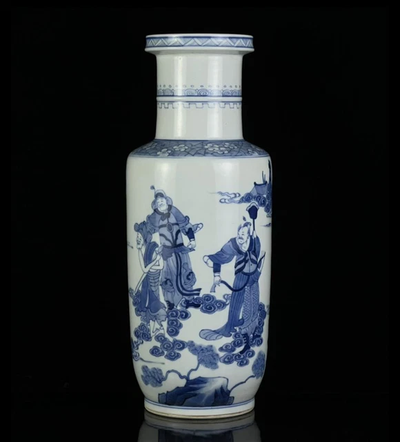 Old Rare Chinese Kangxi Marked Blue And White Porcelain Vase (Dg408)