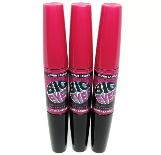 3 x MAYBELLINE BIG EYES MASCARA BLACK WATERPROOF / schwarz wasserfest