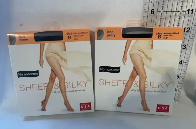 2 NO NONSENSE Sheer & Silky Pantyhose Lace Panty Beige Mist Sheer Toe NIB  sz B $9.99 - PicClick