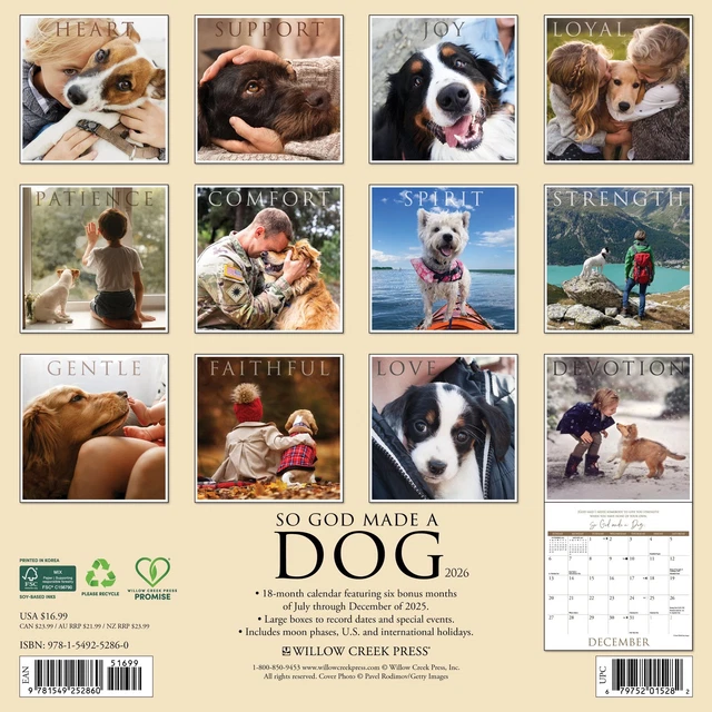 WILLOW CREEK SO God Made a Dog 2026 12" x 12" Wall Calendar w £15.11