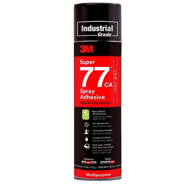 3M Super 77 Low VOC Adhesive, Clear, 12/Case