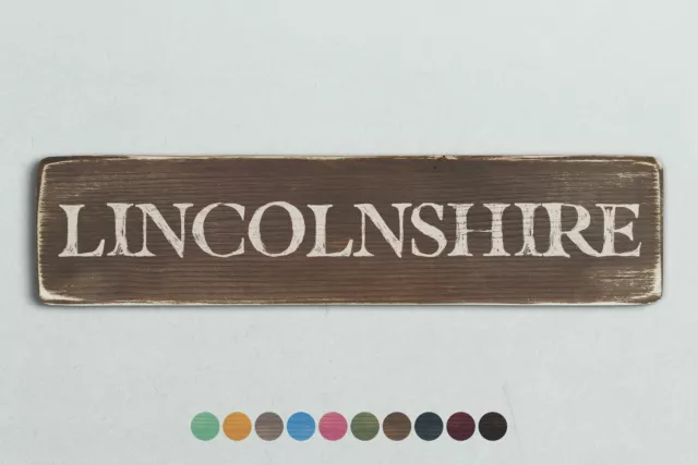 LINCOLNSHIRE Vintage Style Wooden Sign. Shabby Chic Retro Home Gift