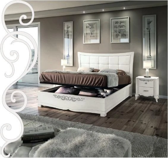Ensemble Set 3tlg Chambre Lit Table de Chevet Double Bois Moderne Groupe Lits
