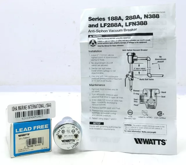 Watts 3/8" LF288A Anti-Siphon Vacuum Breaker