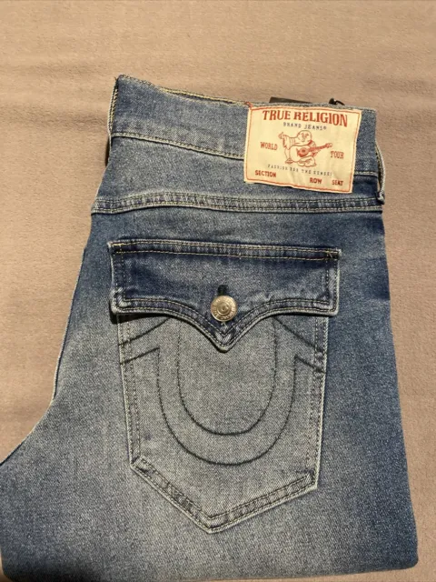 Brand New True Religion Men's Geno Relaxed SlimFit Straight Jeans, Size 32