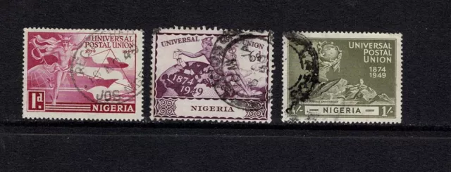 NIGERIA 1949 UPU UNIVERSAL POSTAL UNION PART SET OF 3 TO 1s VERY FINE USED