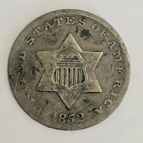 1852 Three 3 Cent Silver Coin
