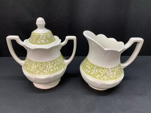 Royal Staffordshire "SHERWOOD" J&G Meakin ~ Creamer & Sugar Bowl w/Lid