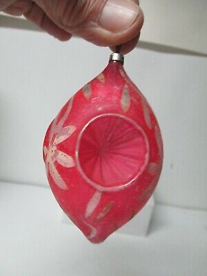 Old Glass Christmas Ornament - 3 1/4"T Germany Geometric - 3 Indent