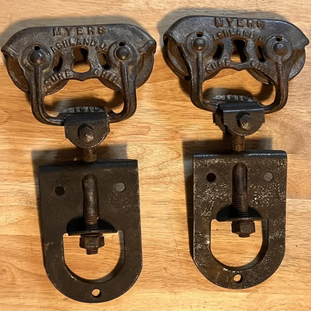 Myers Adjustable Sure Grip Stay-On Cast Iron Barn Door Rollers & Hanger Hardware
