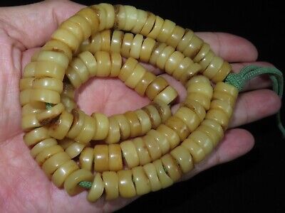Nepal Tibet Buddhist 108 Button Shaped Yak Bone Mala Prayer Beads (T4)