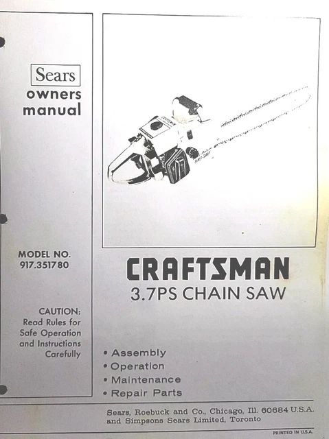 SEARS / CRAFTSMAN CHAINSAW OWNERS MANUAL 12